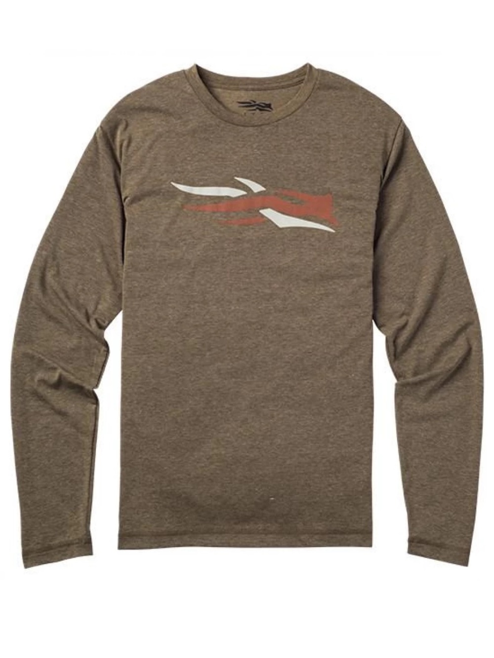 Sitka | Mud Brown Long-Sleeve Logo Graphic Crew Neck Tee Gorpcore Outdoor Shirt